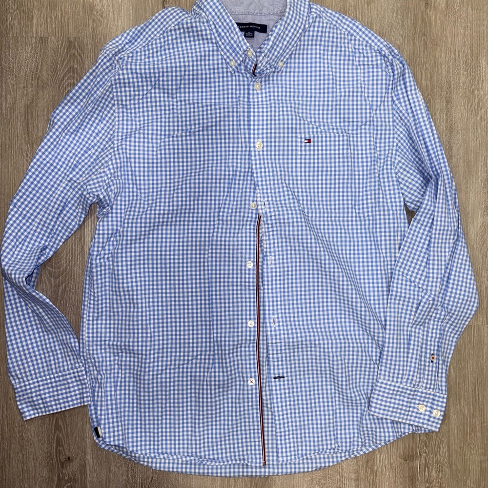 Tommy Hilfiger Men's Light Blue Gingham Shirt
